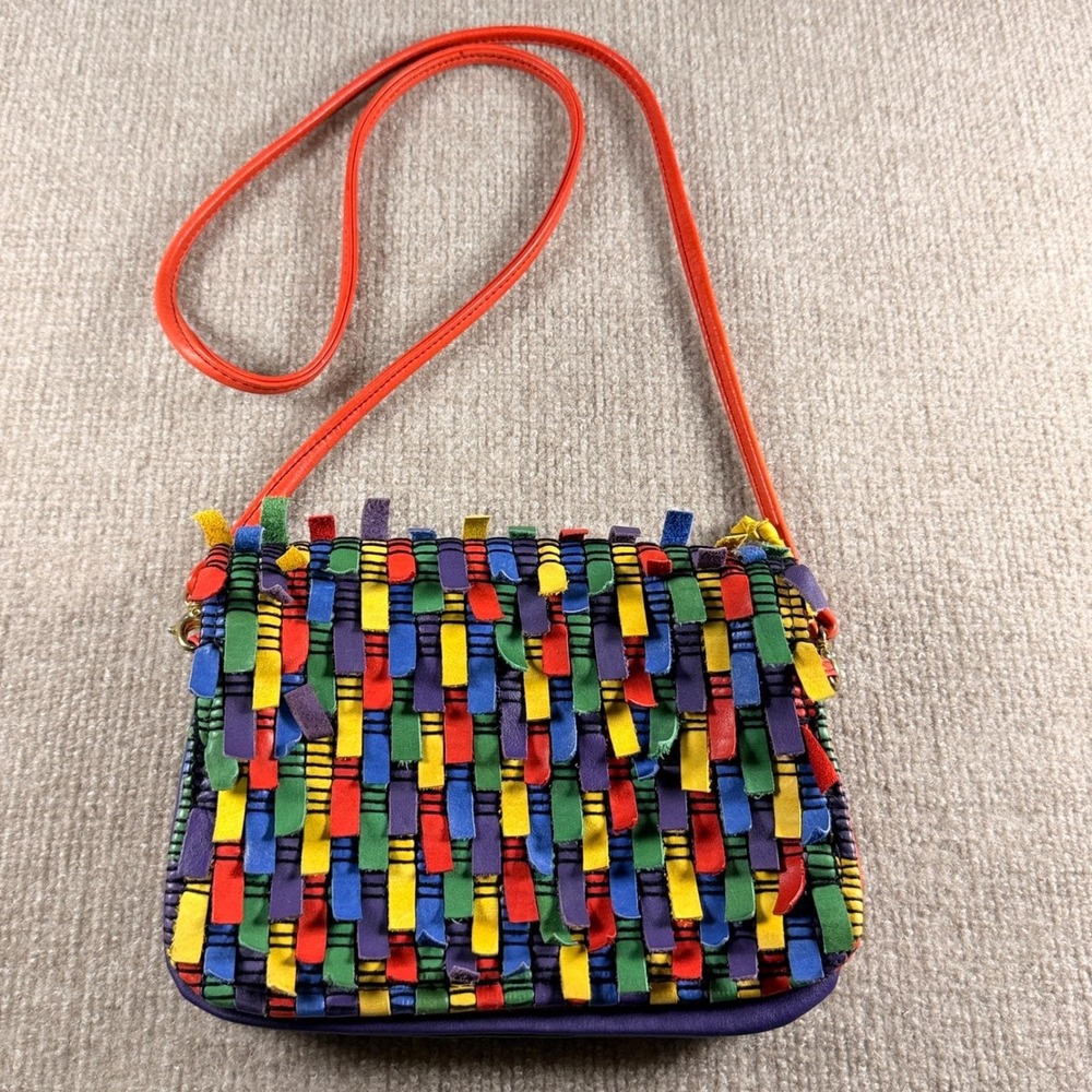 Vintage Narda Collection Patchwork Leather Crossb… - image 2